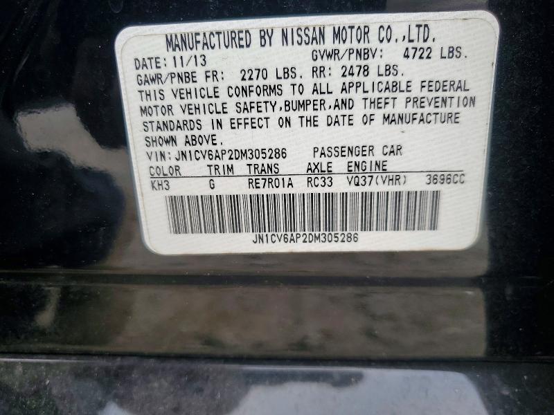 63044296 :رقم المزاد ، JN1CV6AP2DM305286 vin ، 2013 Infiniti G37 Sedan مزاد بيع