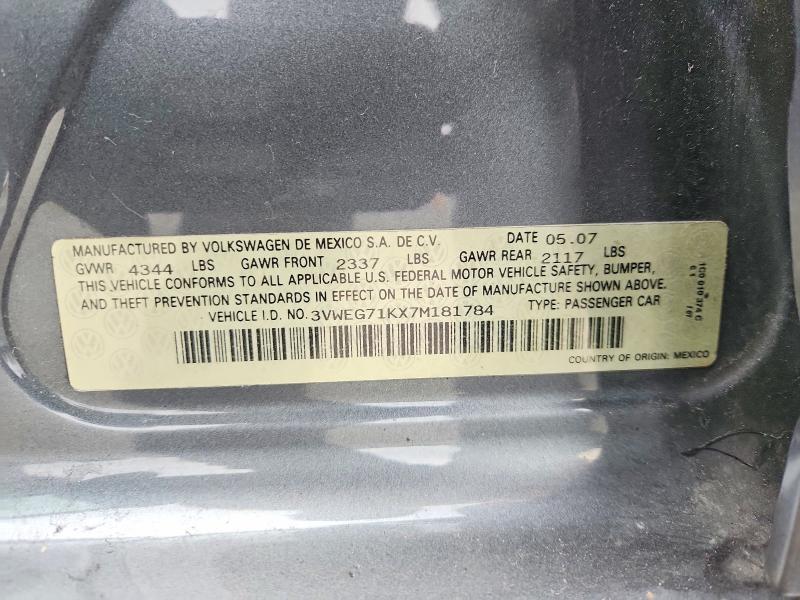 Aukcja sprzedaży 2007 Volkswagen Jetta, vin: 3VWEG71KX7M181784, numer aukcji: 62118396