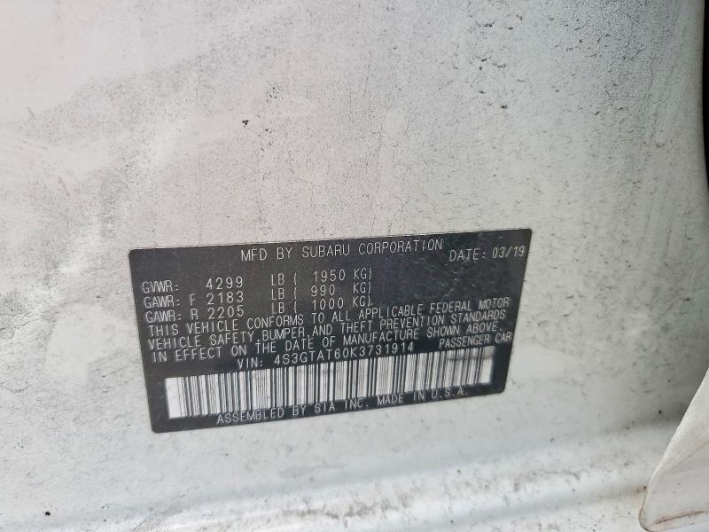 Продажа на аукционе авто 2019 Subaru Impreza, vin: 4S3GTAT60K3731914, номер лота: 59317336