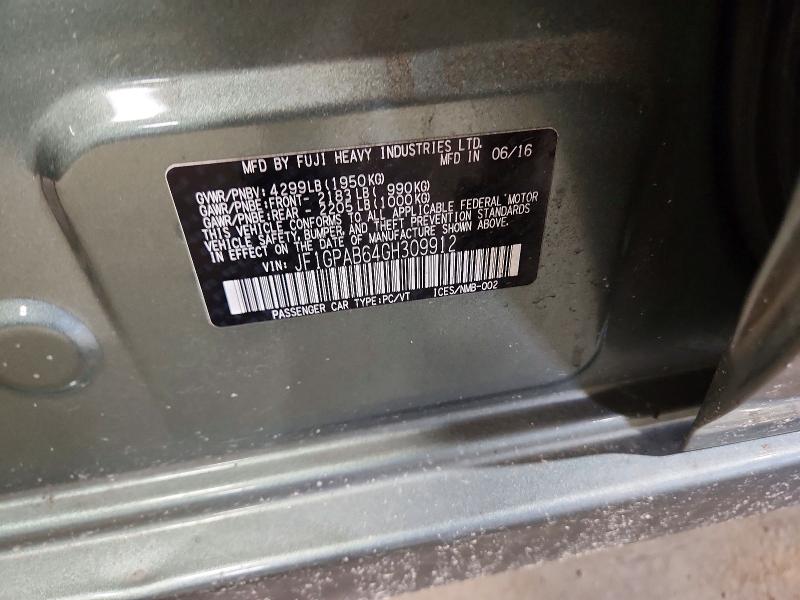 58360996 :رقم المزاد ، JF1GPAB64GH309912 vin ، 2016 Subaru Impreza مزاد بيع