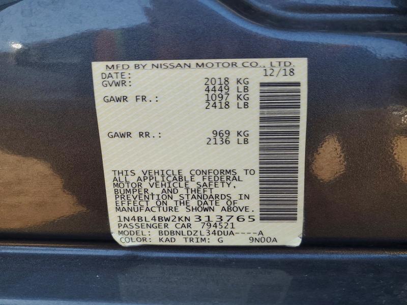 Продаж на аукціоні авто 2019 Nissan Altima, vin: 1N4BL4BW2KN313765, номер лоту: 85979425
