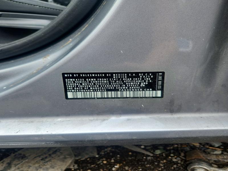 2019 Volkswagen Jetta მანქანა იყიდება აუქციონზე, vin: 3VWE57BU4KM176532, აუქციონის ნომერი: 60182536