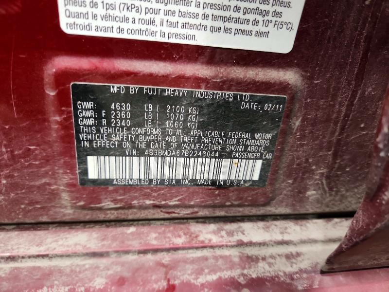 61431426 :رقم المزاد ، 4S3BMDA67B2243044 vin ، 2011 Subaru Legacy مزاد بيع