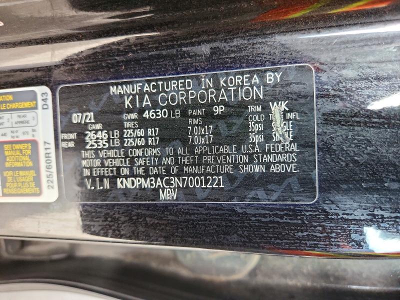 Продаж на аукціоні авто 2022 Kia Sportage, vin: KNDPM3AC3N7001221, номер лоту: 61939056