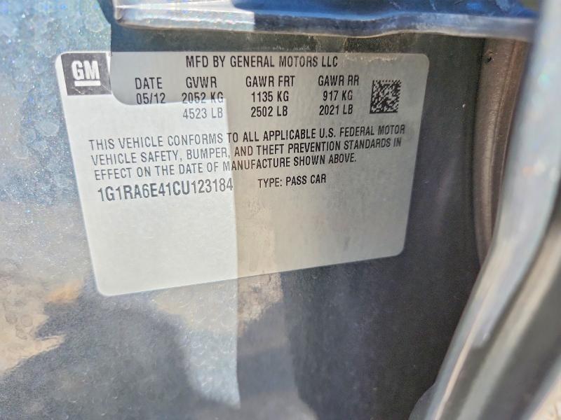 Aukcja sprzedaży 2012 Chevrolet Volt, vin: 1G1RA6E41CU123184, numer aukcji: 62484056