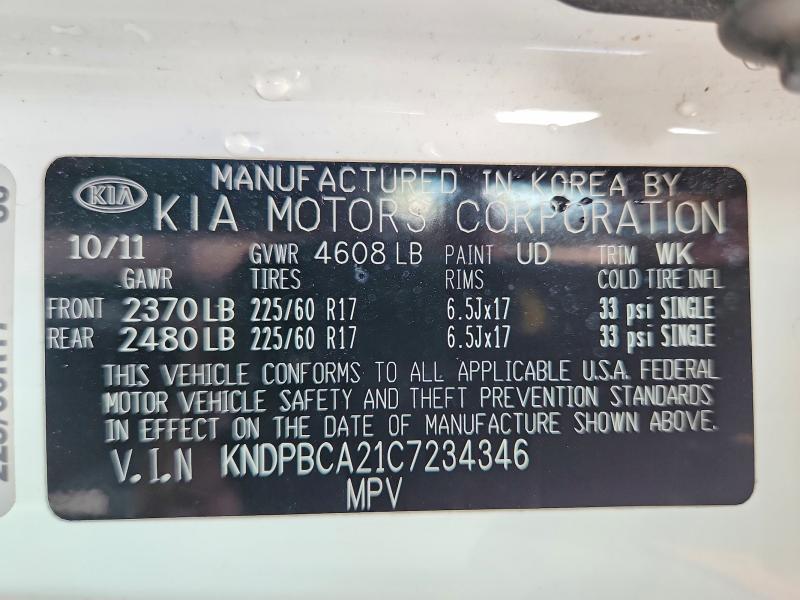 Aukcja sprzedaży 2012 Kia Sportage, vin: KNDPBCA21C7234346, numer aukcji: 62090686