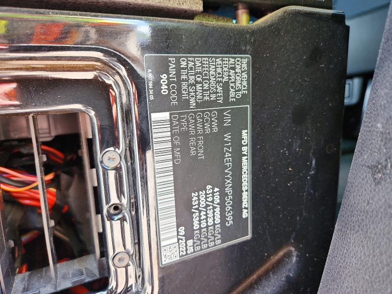 Продажа на аукционе авто 2022 Mercedes-benz Sprinter, vin: W1Z4EFVYXNP506395, номер лота: 59892156
