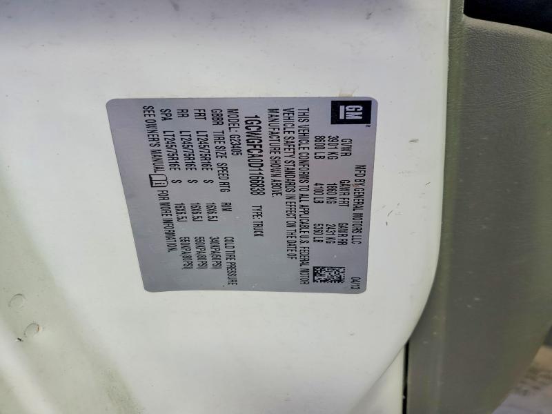 2013 Chevrolet Express G2500 მანქანა იყიდება აუქციონზე, vin: 1GCWGFCA0D1166838, აუქციონის ნომერი: 61781586
