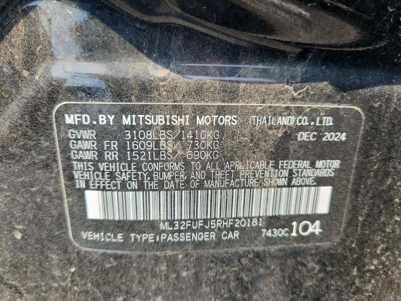 Aukcja sprzedaży 2024 Mitsubishi Mirage, vin: ML32FUFJ5RHF20181, numer aukcji: 62512476