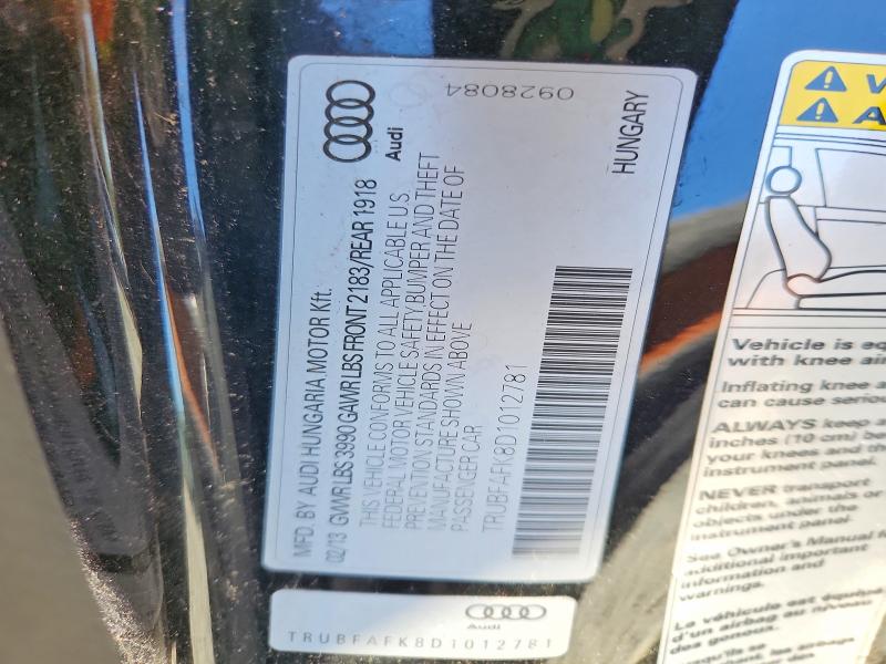 Продаж на аукціоні авто 2013 Audi Tt, vin: TRUBFAFK8D1012781, номер лоту: 62157936