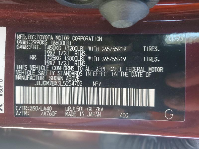 Продаж на аукціоні авто 2020 Lexus Gx, vin: JTJGM7BX3L5254702, номер лоту: 62111936