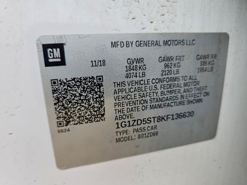 Продажа на аукционе авто 2019 Chevrolet Malibu, vin: 1G1ZD5ST8KF136630, номер лота: 61711536