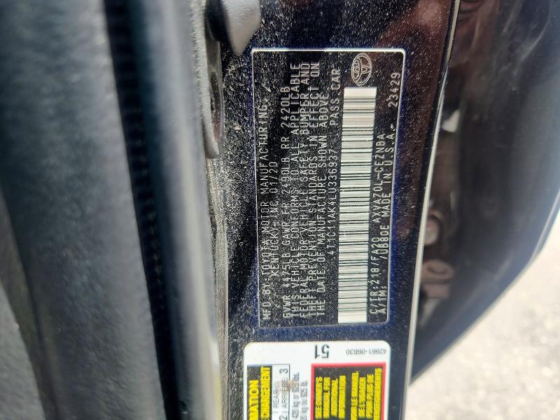 2020 Toyota Camry მანქანა იყიდება აუქციონზე, vin: 4T1C11AK4LU336937, აუქციონის ნომერი: 62041286