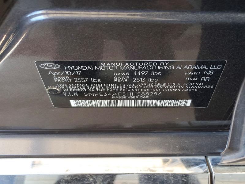60969896 :رقم المزاد ، 5NPE34AF3HH588286 vin ، 2017 Hyundai Sonata مزاد بيع