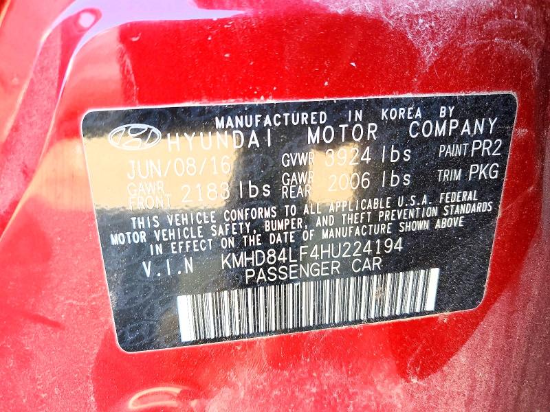 Продаж на аукціоні авто 2017 Hyundai Elantra, vin: KMHD84LF4HU224194, номер лоту: 61154716