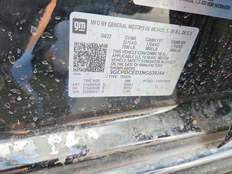 Aukcja sprzedaży 2022 Chevrolet Silverado, vin: 3GCPDCED1NG539164, numer aukcji: 59536146