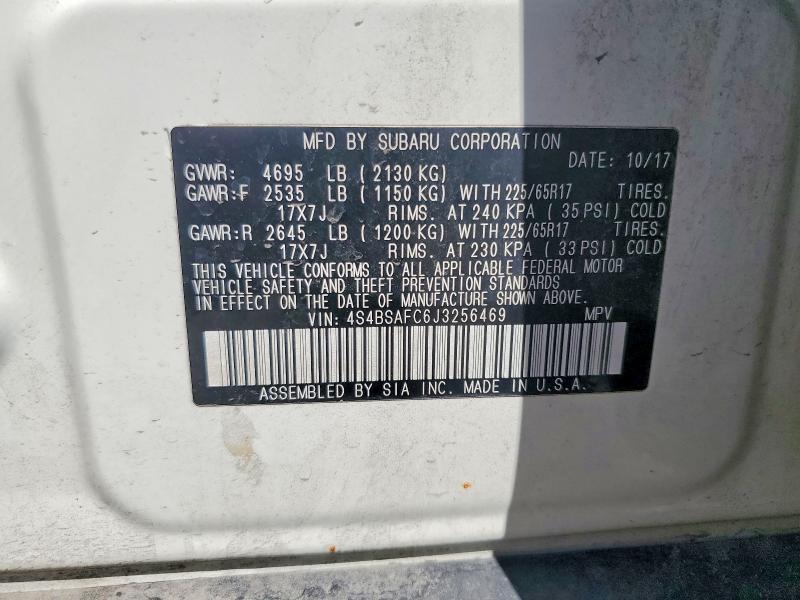 Продаж на аукціоні авто 2018 Subaru Outback, vin: 4S4BSAFC6J3256469, номер лоту: 59841236