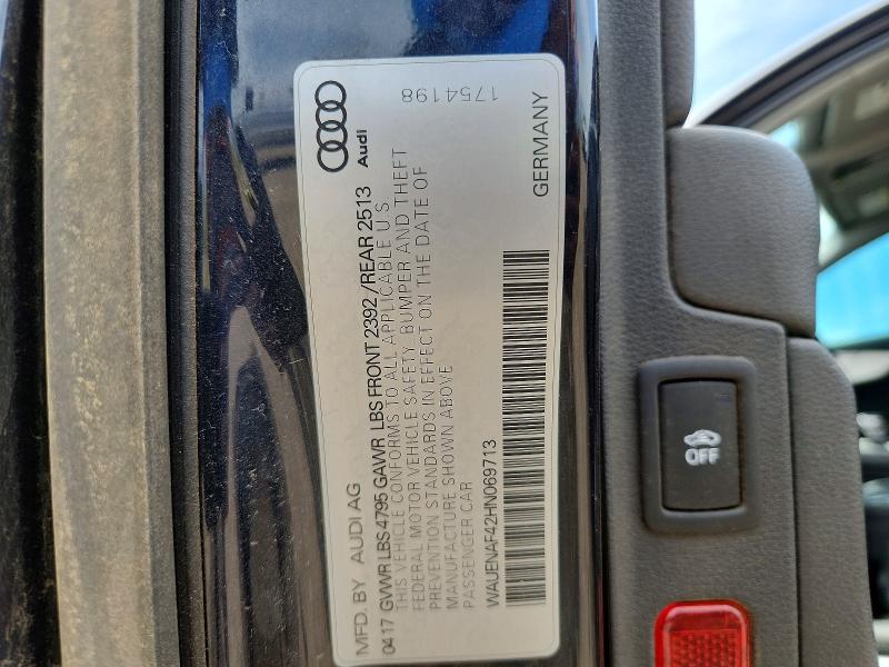 59311706 :رقم المزاد ، WAUENAF42HN069713 vin ، 2017 Audi A4 مزاد بيع