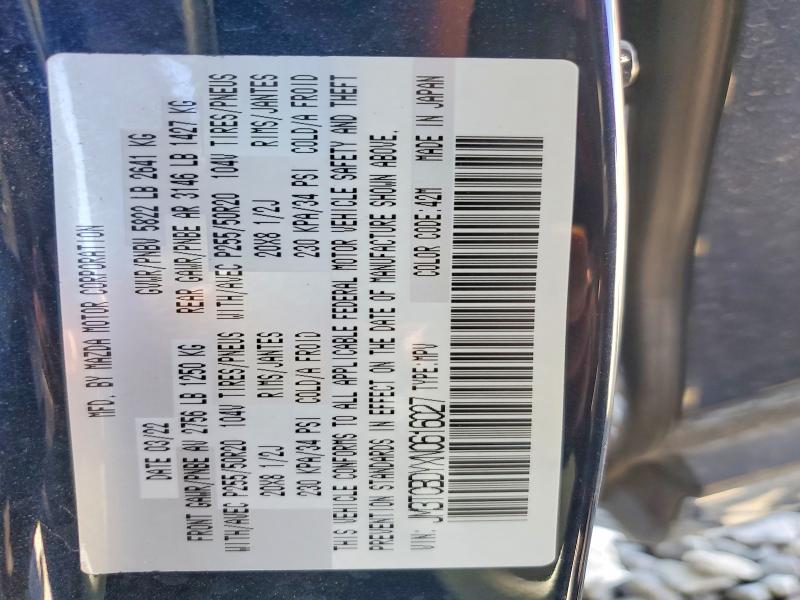 Продаж на аукціоні авто 2022 Mazda Cx-9, vin: JM3TCBDYXN0616027, номер лоту: 62322536