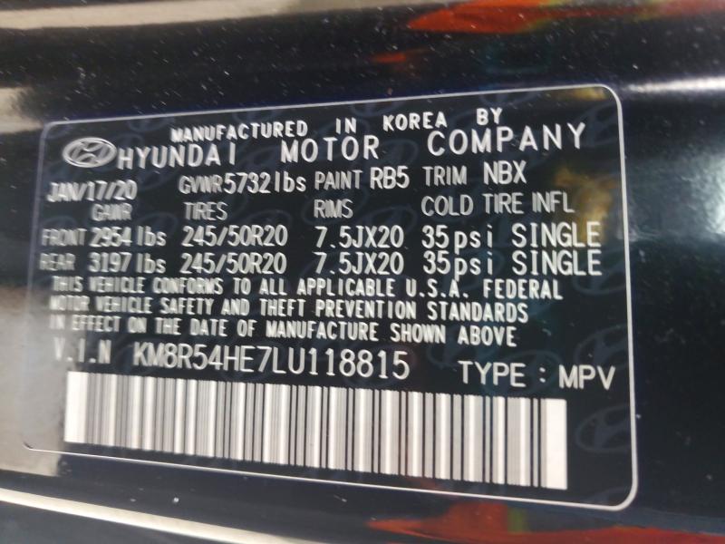 60081266 :رقم المزاد ، KM8R54HE7LU118815 vin ، 2020 Hyundai Palisade مزاد بيع