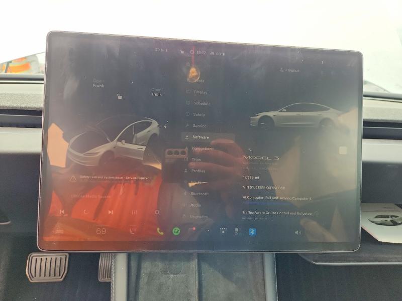 Aukcja sprzedaży 2025 Tesla Model 3, vin: 5YJ3E1EBXSF928336, numer aukcji: 63002626