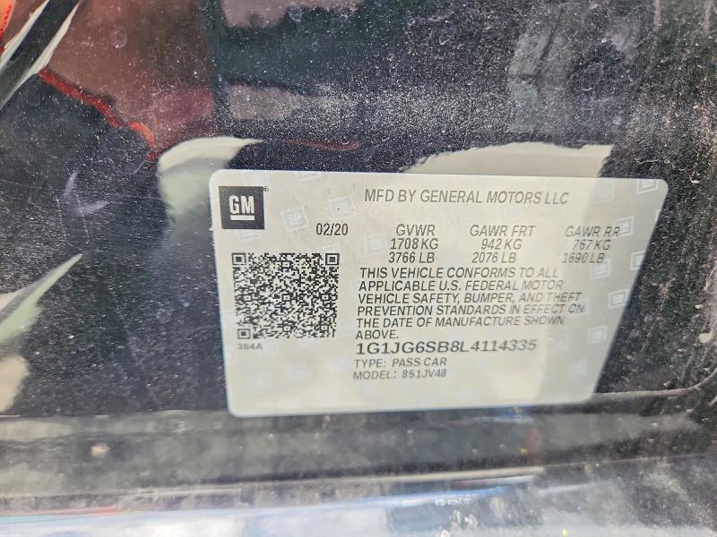 2020 Chevrolet Sonic მანქანა იყიდება აუქციონზე, vin: 1G1JG6SB8L4114335, აუქციონის ნომერი: 61006116