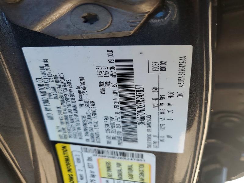 Продажа на аукционе авто 2019 Ford Fusion, vin: 3FA6P0HD2KR247851, номер лота: 61080236