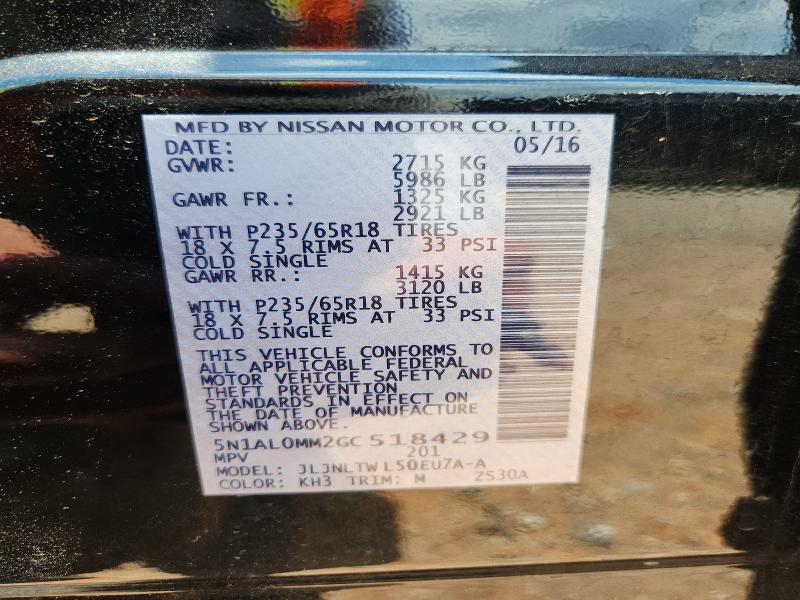61248476 :رقم المزاد ، 5N1AL0MM2GC518429 vin ، 2016 Infiniti Qx60 مزاد بيع
