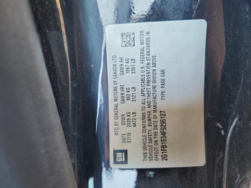 Auction sale of the 2015 Chevrolet Camaro, vin: 2G1FB1E34F9296127, lot number: 61915506