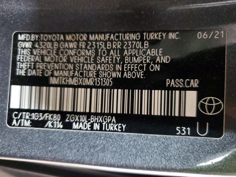 Продажа на аукционе авто 2021 Toyota C-hr, vin: NMTKHMBX0MR131305, номер лота: 56796556