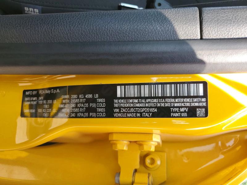 Продажа на аукционе авто 2016 Jeep Renegade, vin: ZACCJBCT2GPD51654, номер лота: 60211626