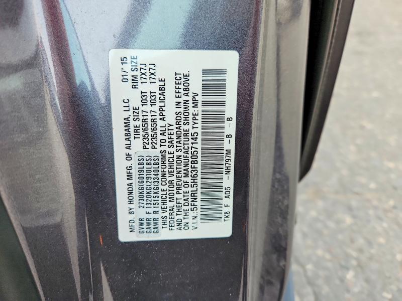 Продажа на аукционе авто 2015 Honda Odyssey, vin: 5FNRL5H63FB057145, номер лота: 62805596