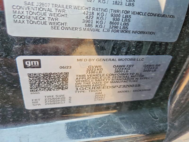 Auction sale of the 2023 Chevrolet Silverado, vin: 1GCUDEED5PZ320015, lot number: 61933186