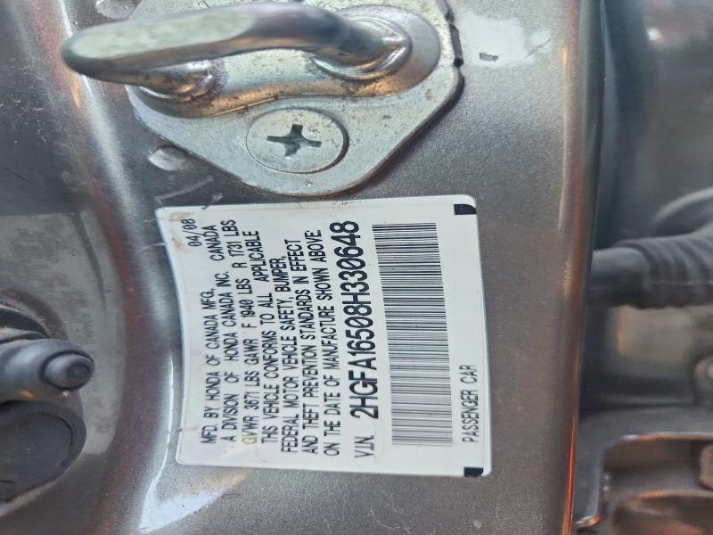 62122586 :رقم المزاد ، 2HGFA16508H330648 vin ، 2008 Honda Civic مزاد بيع