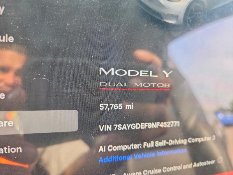 Aukcja sprzedaży 2022 Tesla Model  Y, vin: 7SAYGDEF9NF452771, numer aukcji: 60070376