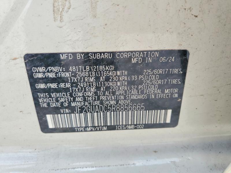 2024 Subaru Crosstrek მანქანა იყიდება აუქციონზე, vin: JF2GUADC5R8856665, აუქციონის ნომერი: 60037576