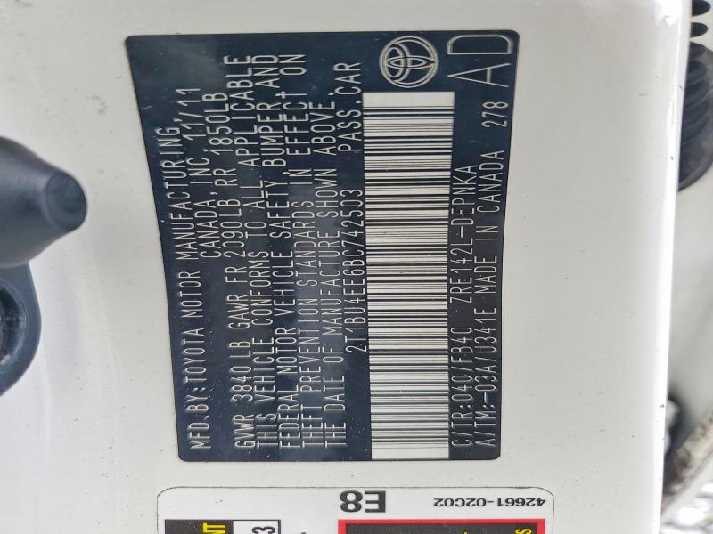 60796486 :رقم المزاد ، 2T1BU4EE6BC742503 vin ، 2011 Toyota Corolla مزاد بيع