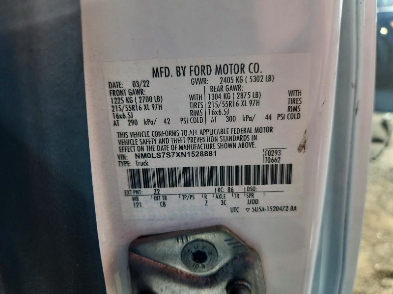2022 Ford Transit Connect მანქანა იყიდება აუქციონზე, vin: NM0LS7S7XN1528881, აუქციონის ნომერი: 62222926