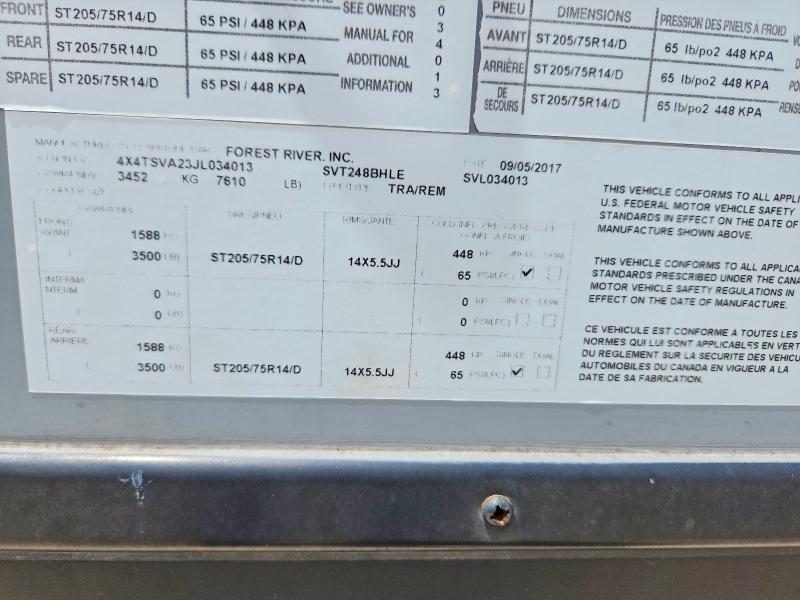Продажа на аукционе авто 2018 Forest River Surveryor, vin: 4X4TSVA23JL034013, номер лота: 59778916