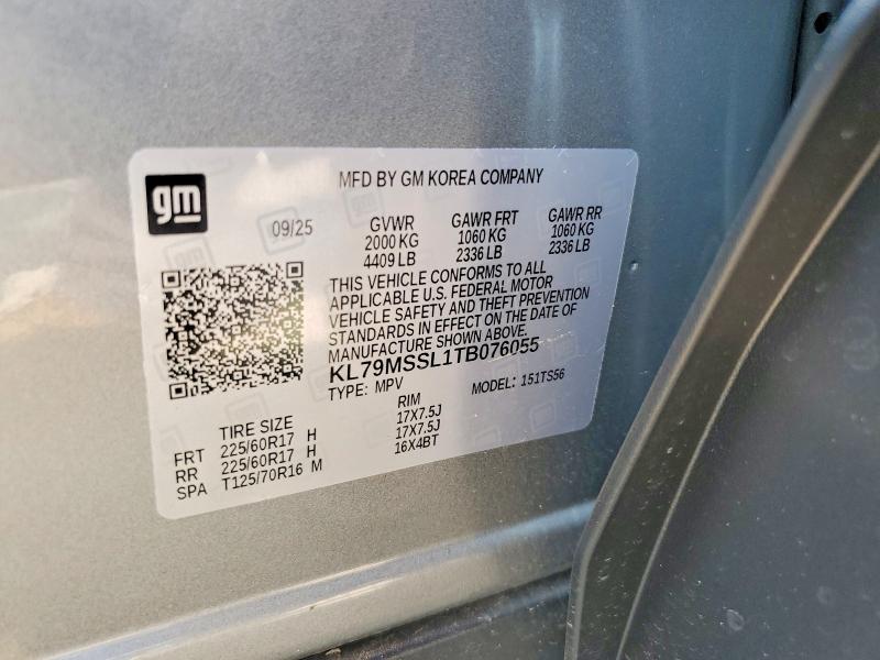 61105676 :رقم المزاد ، KL79MSSL1TB076055 vin ، 2026 Chevrolet Trailblazer مزاد بيع