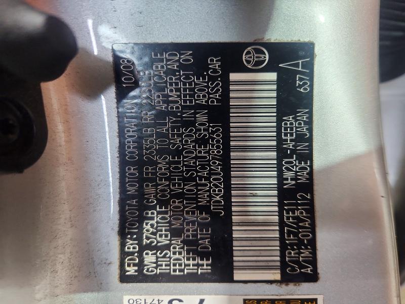 Продаж на аукціоні авто 2009 Toyota Prius, vin: JTDKB20U497855631, номер лоту: 63037246