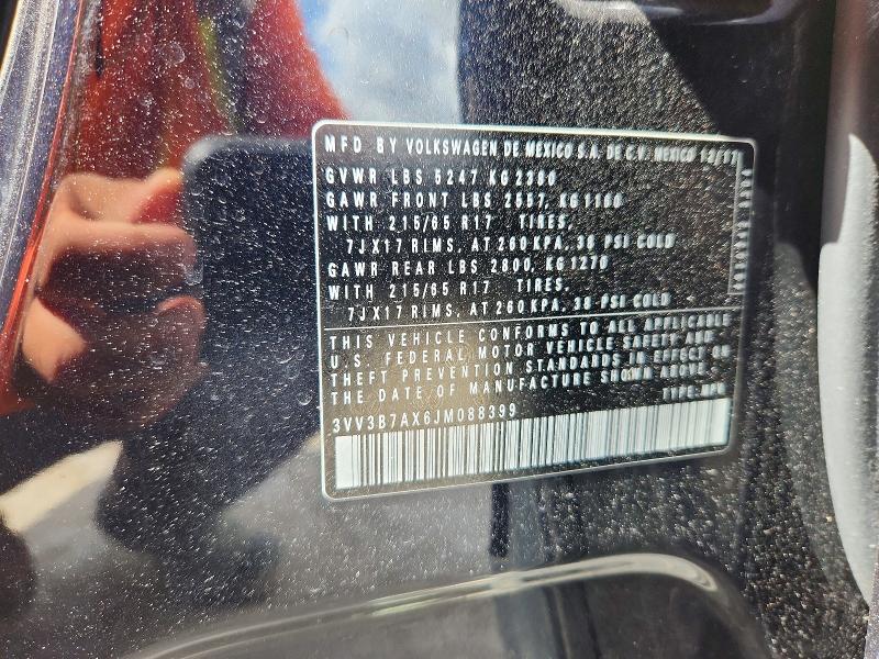 62099096 :رقم المزاد ، 3VV3B7AX6JM088399 vin ، 2018 Volkswagen Tiguan مزاد بيع