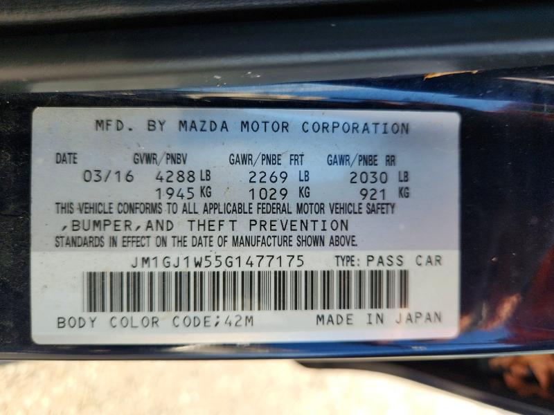 Продажа на аукционе авто 2016 Mazda 6, vin: JM1GJ1W55G1477175, номер лота: 62904666