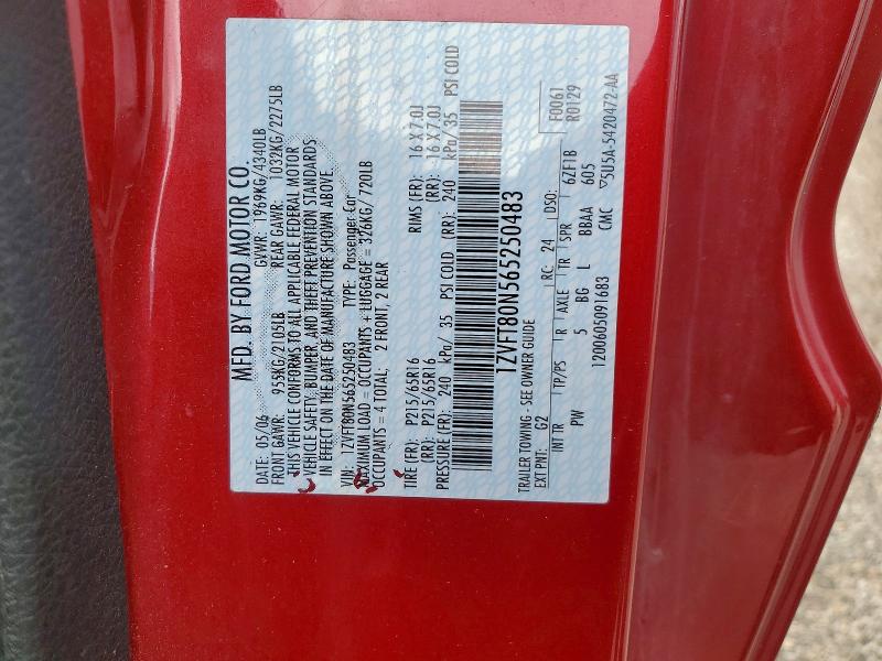 Aukcja sprzedaży 2006 Ford Mustang, vin: 1ZVFT80N565250483, numer aukcji: 61810086