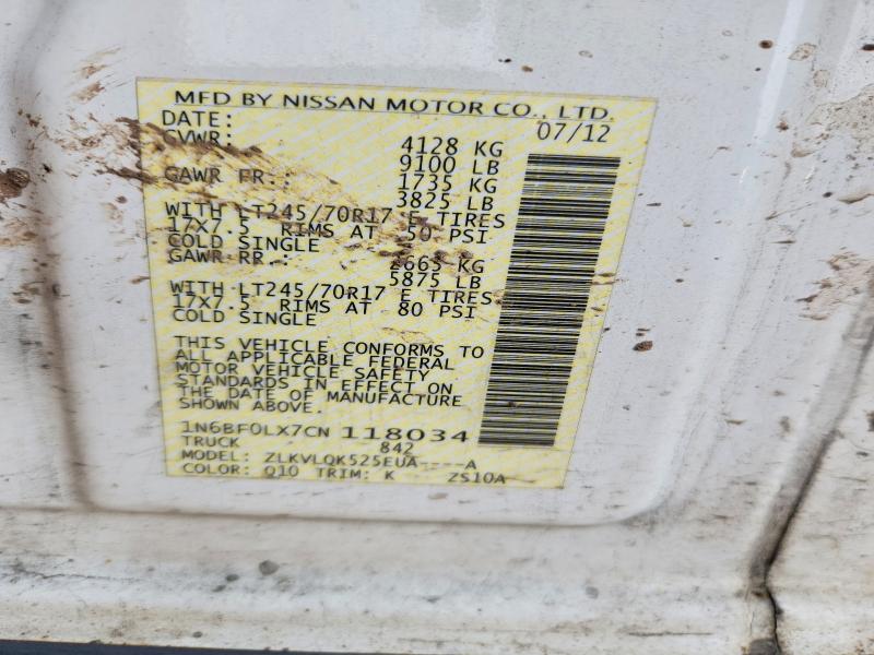 60988276 :رقم المزاد ، 1N6BF0LX7CN118034 vin ، 2012 Nissan Nv 2500 مزاد بيع