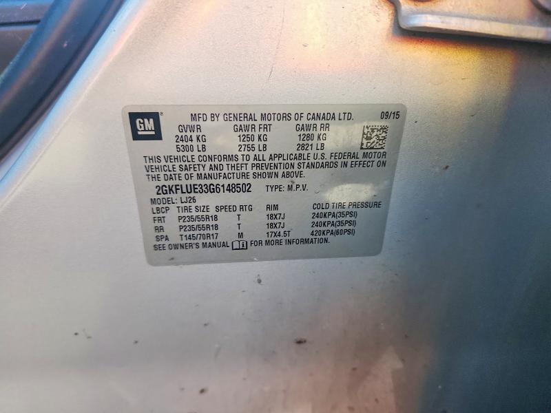 2016 Gmc Terrain მანქანა იყიდება აუქციონზე, vin: 2GKFLUE33G6148502, აუქციონის ნომერი: 63388636