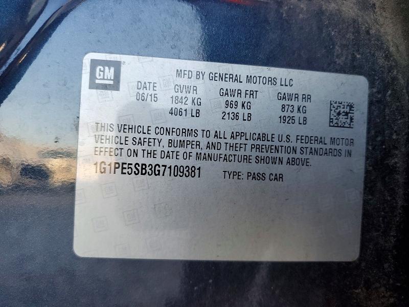 2016 Chevrolet Cruze Limited მანქანა იყიდება აუქციონზე, vin: 1G1PE5SB3G7109381, აუქციონის ნომერი: 59633236