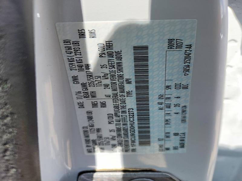 Aukcja sprzedaży 2017 Ford Escape, vin: 1FMCU9GD0HUC32273, numer aukcji: 62229866
