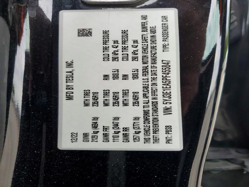 2023 Tesla Model 3 მანქანა იყიდება აუქციონზე, vin: 5YJ3E1EA5PF455847, აუქციონის ნომერი: 61360056