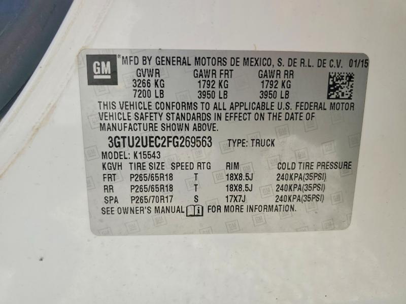 Продаж на аукціоні авто 2015 Gmc Sierra, vin: 3GTU2UEC2FG269563, номер лоту: 59361276